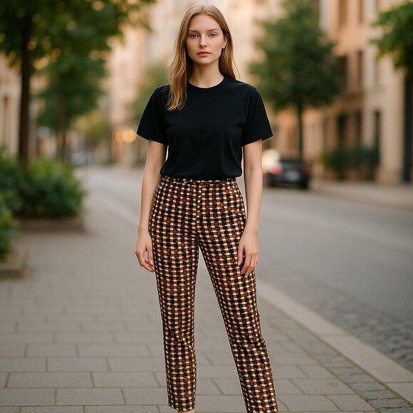 Anthropologie Maeve Slim Ponte Pants Woman’s 2 Multicolor Boho Artsy Mod - Picture 1 of 11